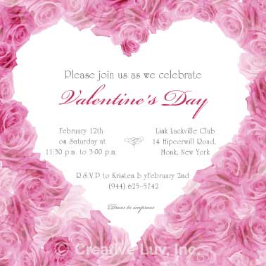 Heart of  Roses Valentine Flat Invitation