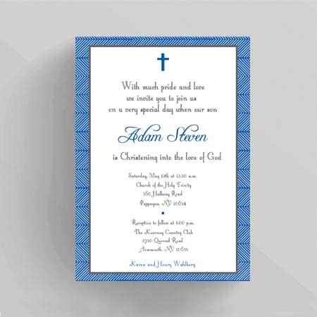 Herringbone Baptism Christening Invitation